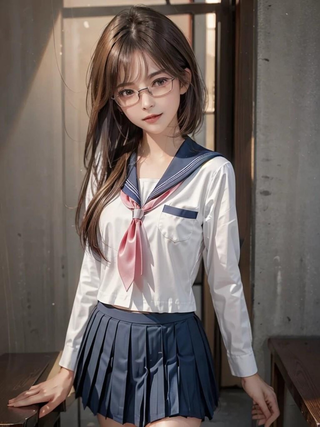 黒髪ロング女子高生