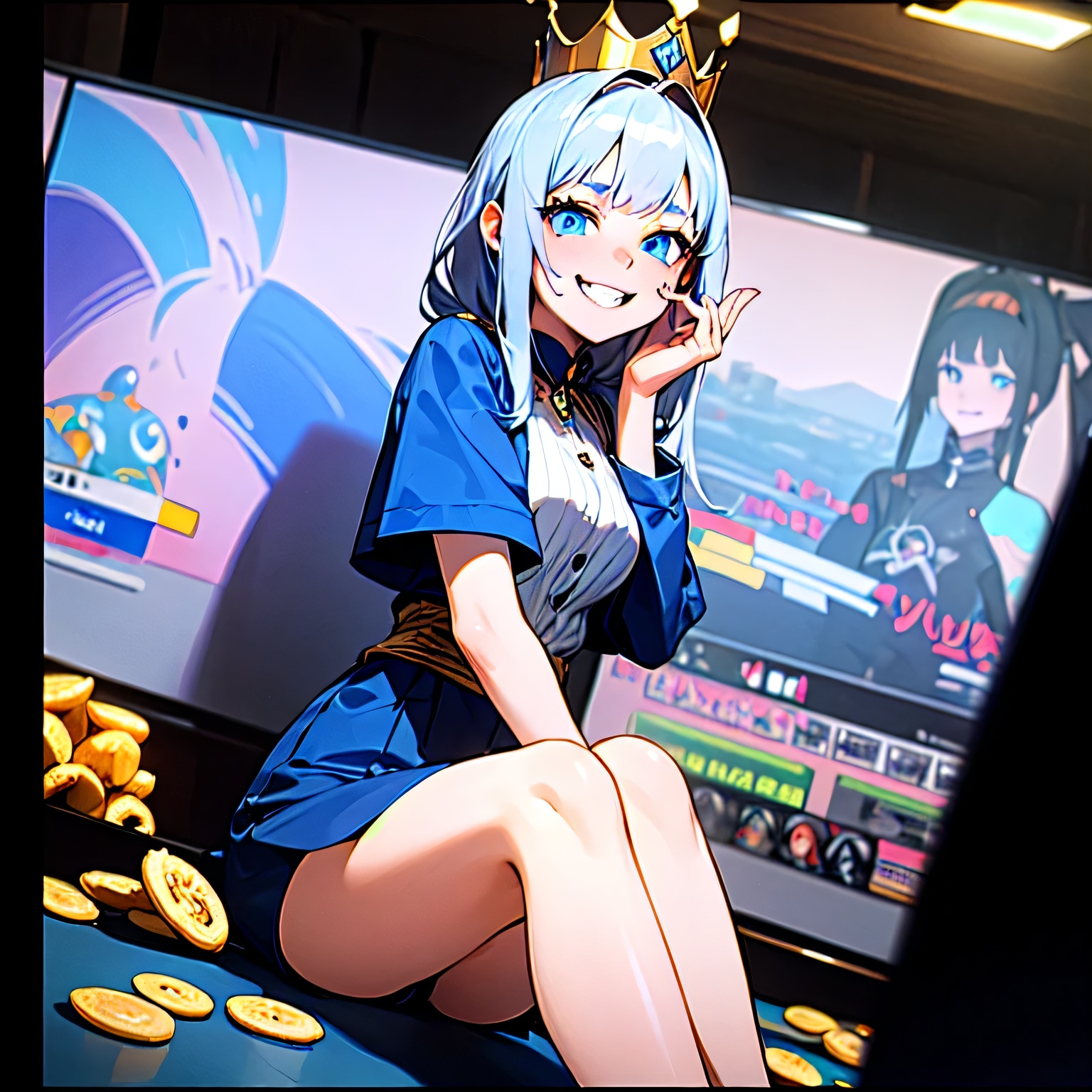 銀髪ロングのゲームクイーン２ | の人気AIイラスト・グラビア