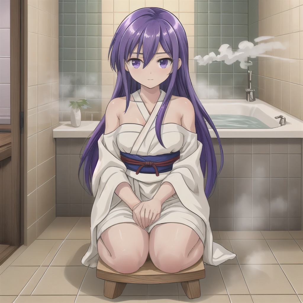 紫髪ロングでお風呂の少女２３