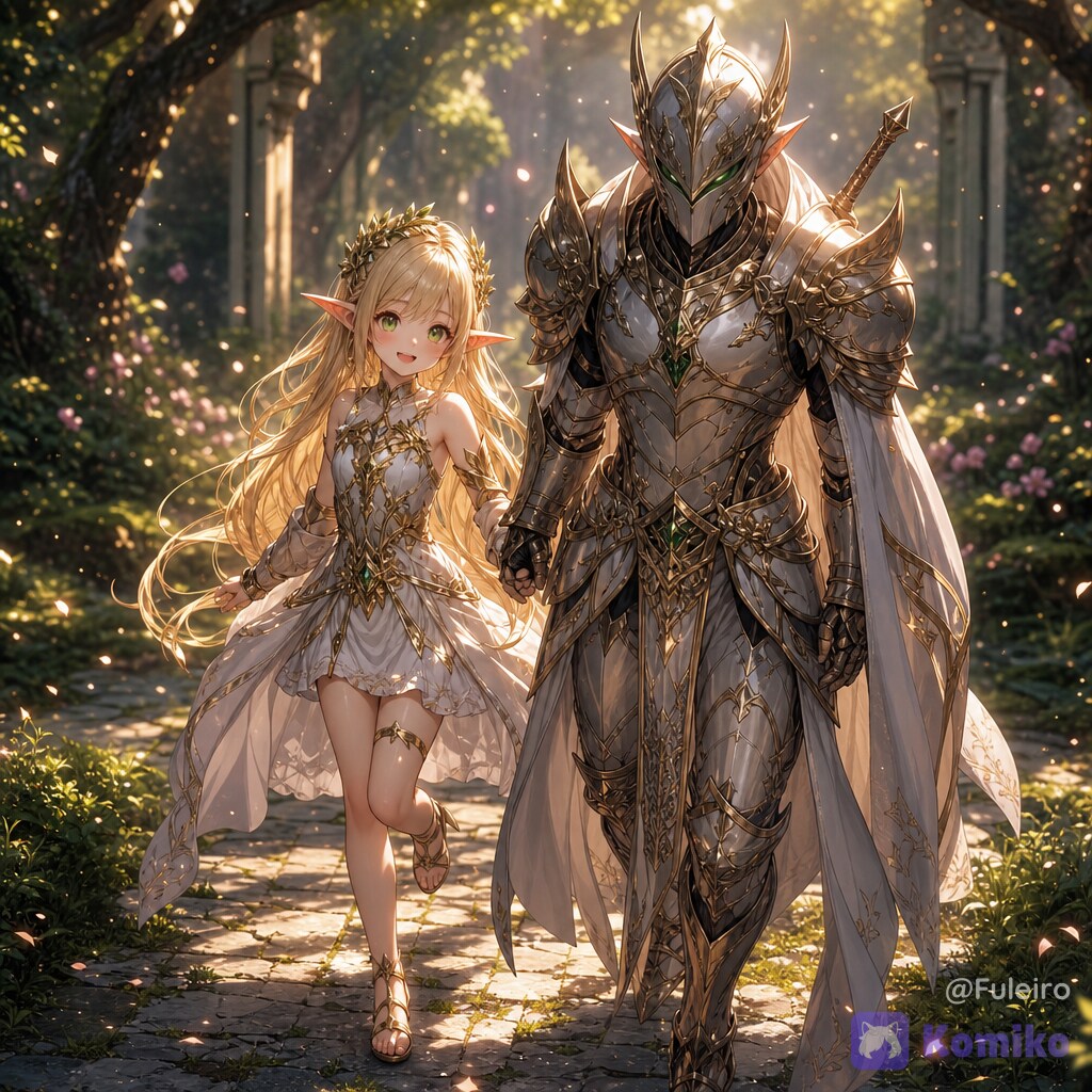 the elf Aeliana and her guardian Theron