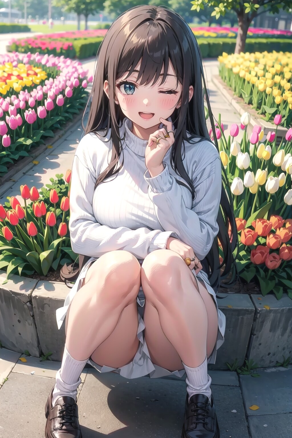 香苗さんとチューリップ