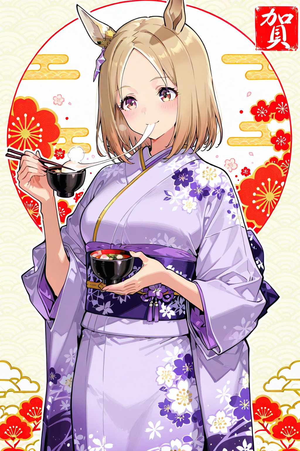 雑煮を食べるウマ娘3