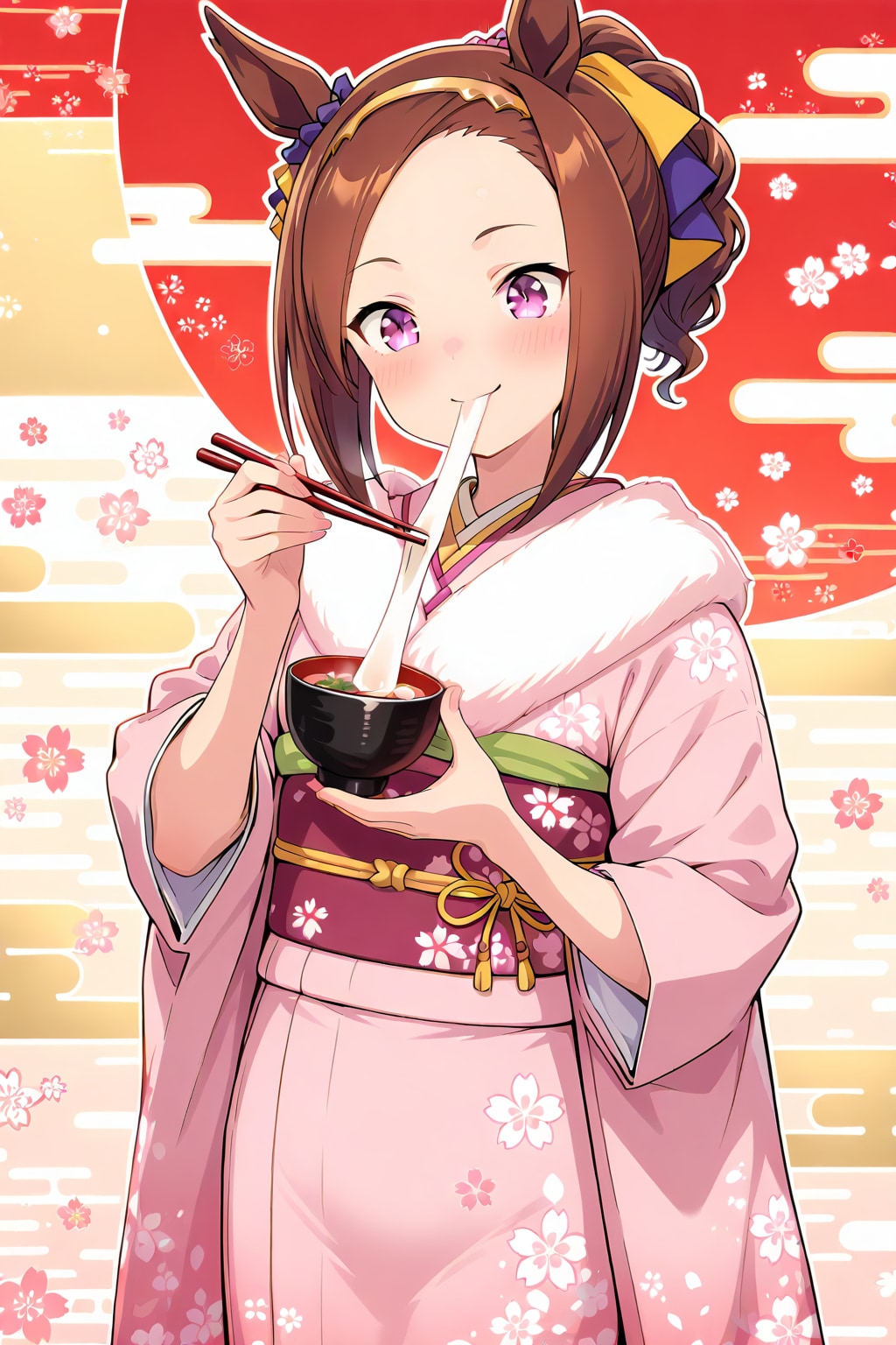 雑煮を食べるウマ娘3