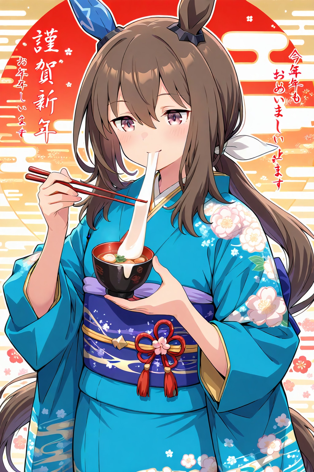 雑煮を食べるウマ娘3