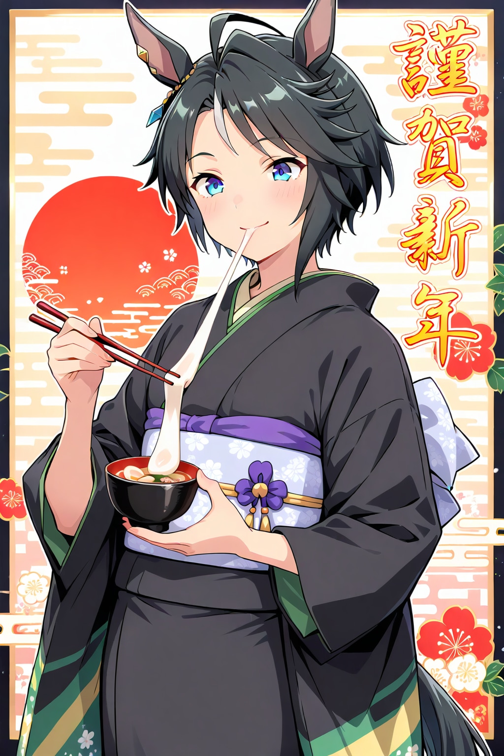 雑煮を食べるウマ娘3