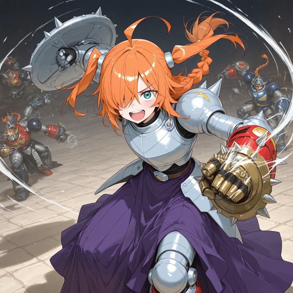 盾と拳で戦う目隠れちゃん☆