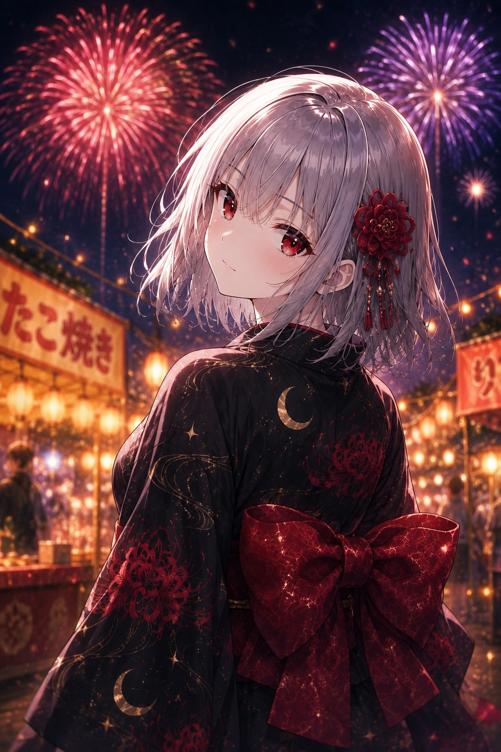 夏祭り企画「花火と振り返り美人」