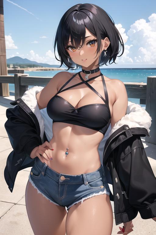 スタイリッシュ黒髪ショートギャル