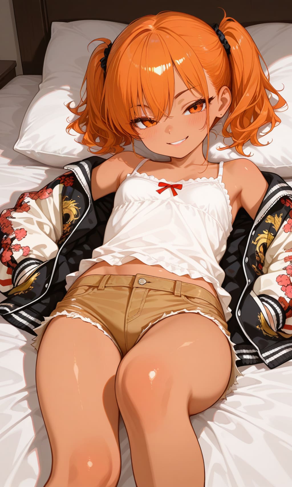 ベッドの上で( ˙꒳​˙ )v