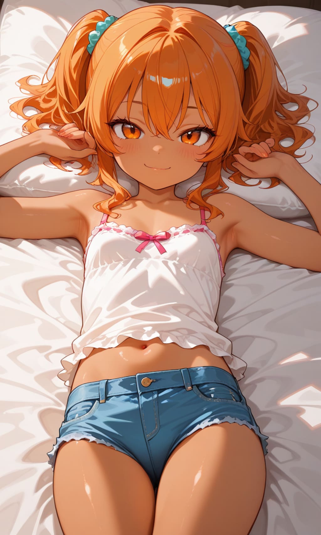 ベッドの上で( ˙꒳​˙ )v