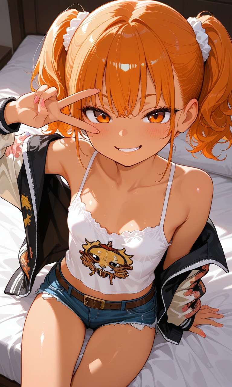 ベッドの上で( ˙꒳​˙ )v