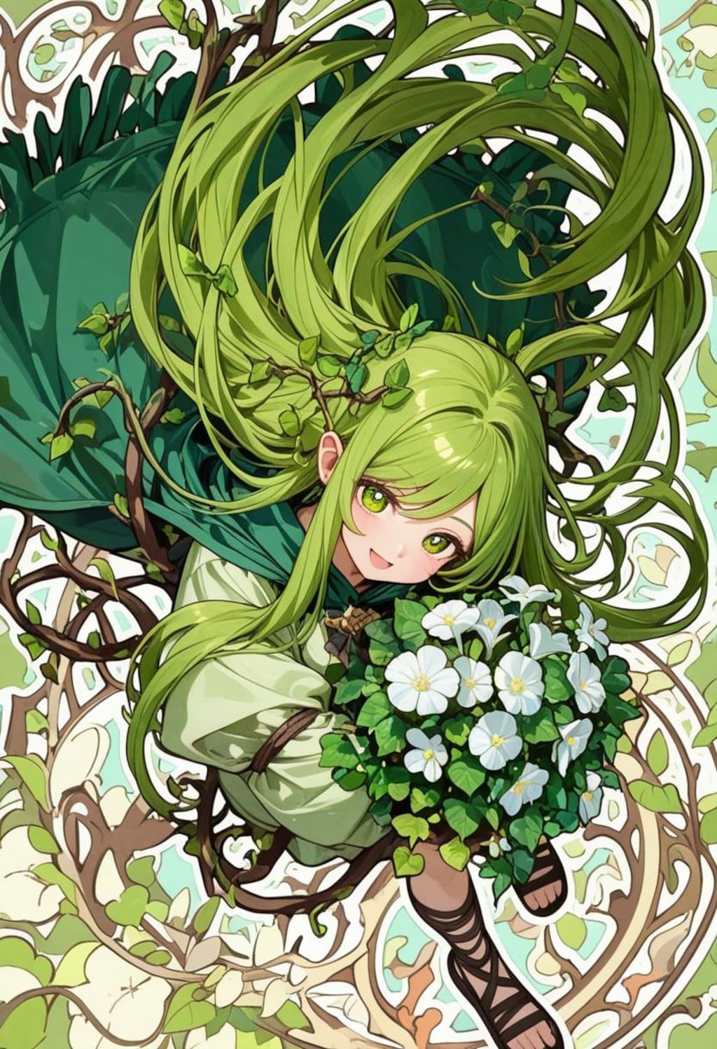 お花をどうぞ。なドルイドちゃん