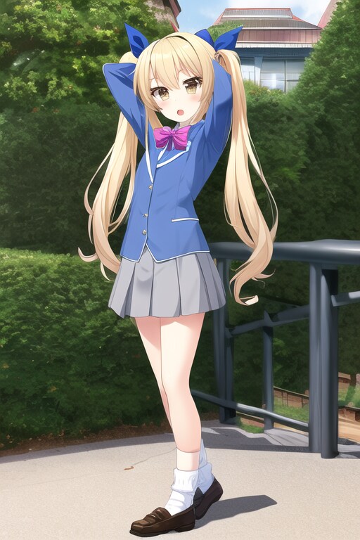 金髪ツインテール女子高生　ギャル風