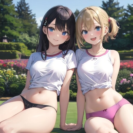 女子ふたりin庭園