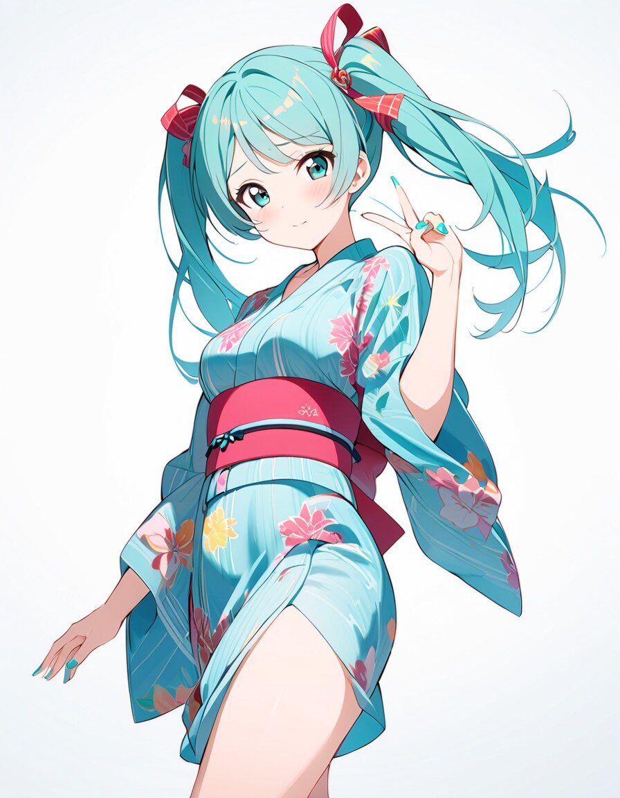 浴衣ミク | の人気AIイラスト・グラビア