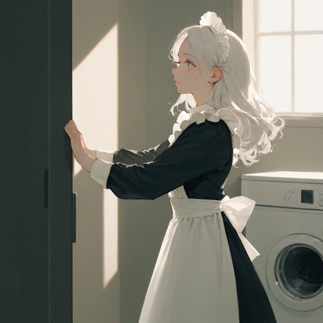 洗濯中のメイドさん