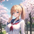 ポニーテールと桜　〜制服のある風景〜 2枚目