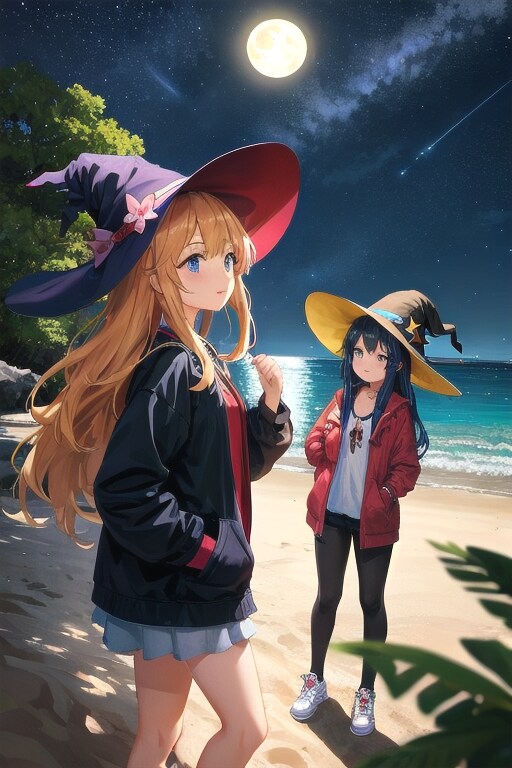 砂浜の魔女と仲間 | の人気AIイラスト・グラビア