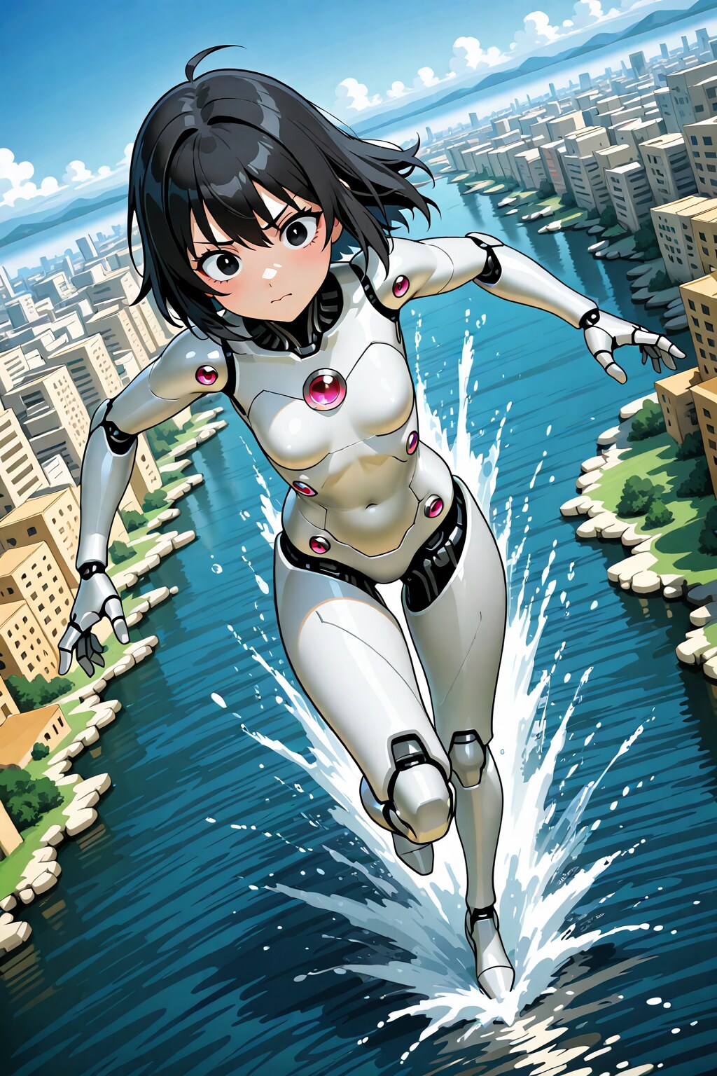 ちちぷい生成メカ娘　大きな子　水の上を走る