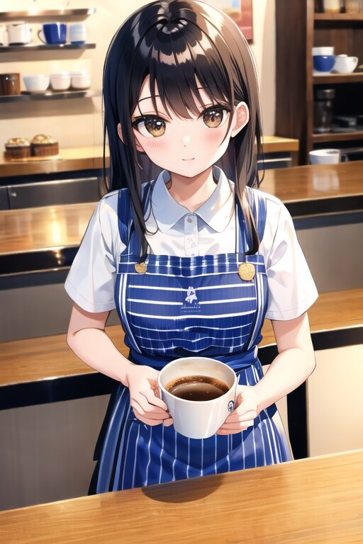 しましまエプロンの店員さん