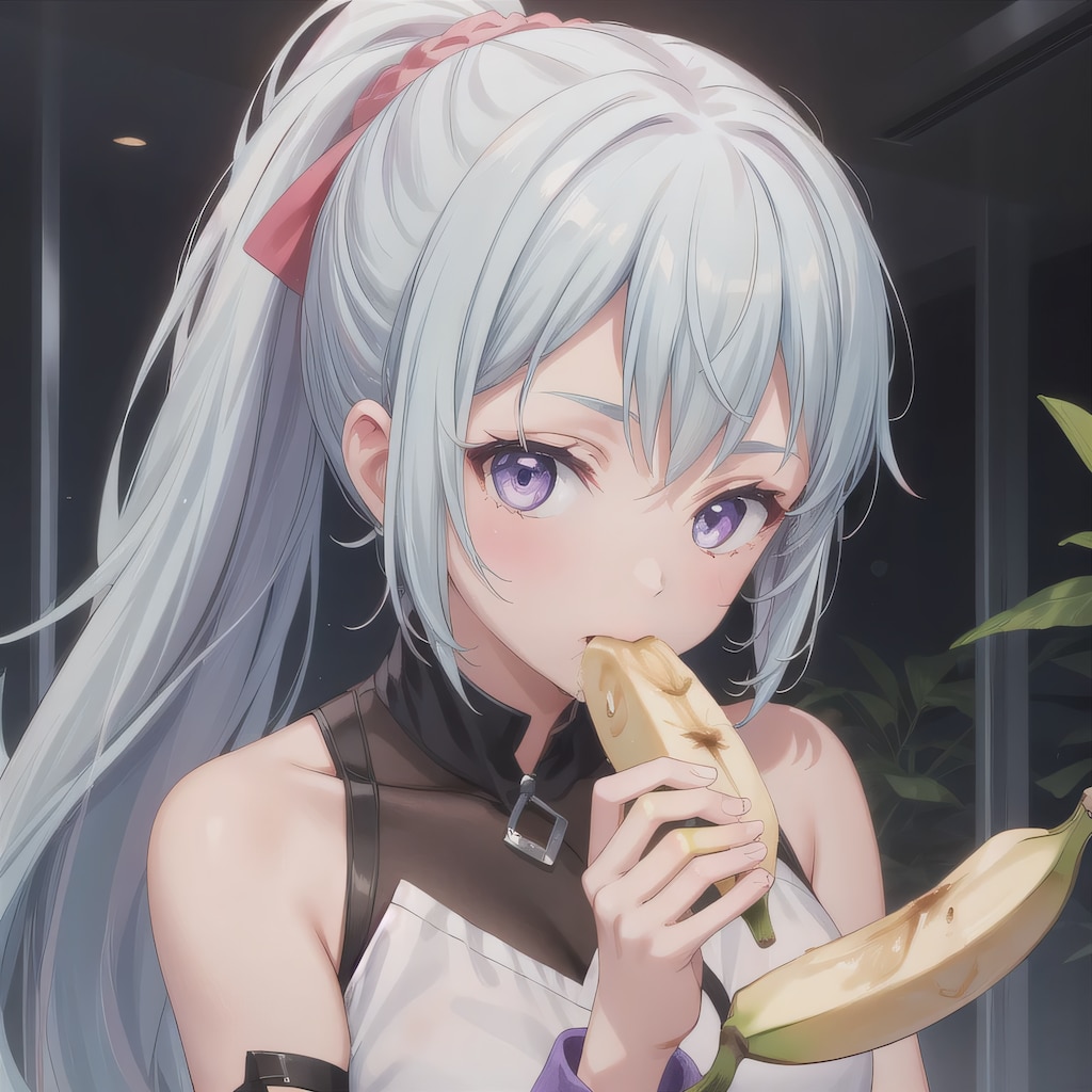 青髪ポニテでバナナの少女