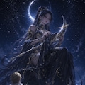 【月下の邂逅：星屑の瞳と銀の鎧―夜と闇の女神ノクティリア】 2枚目