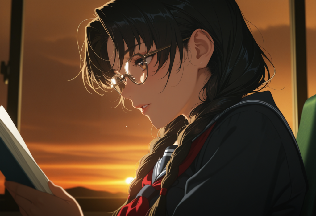 夕日がせなかをおしてくる
