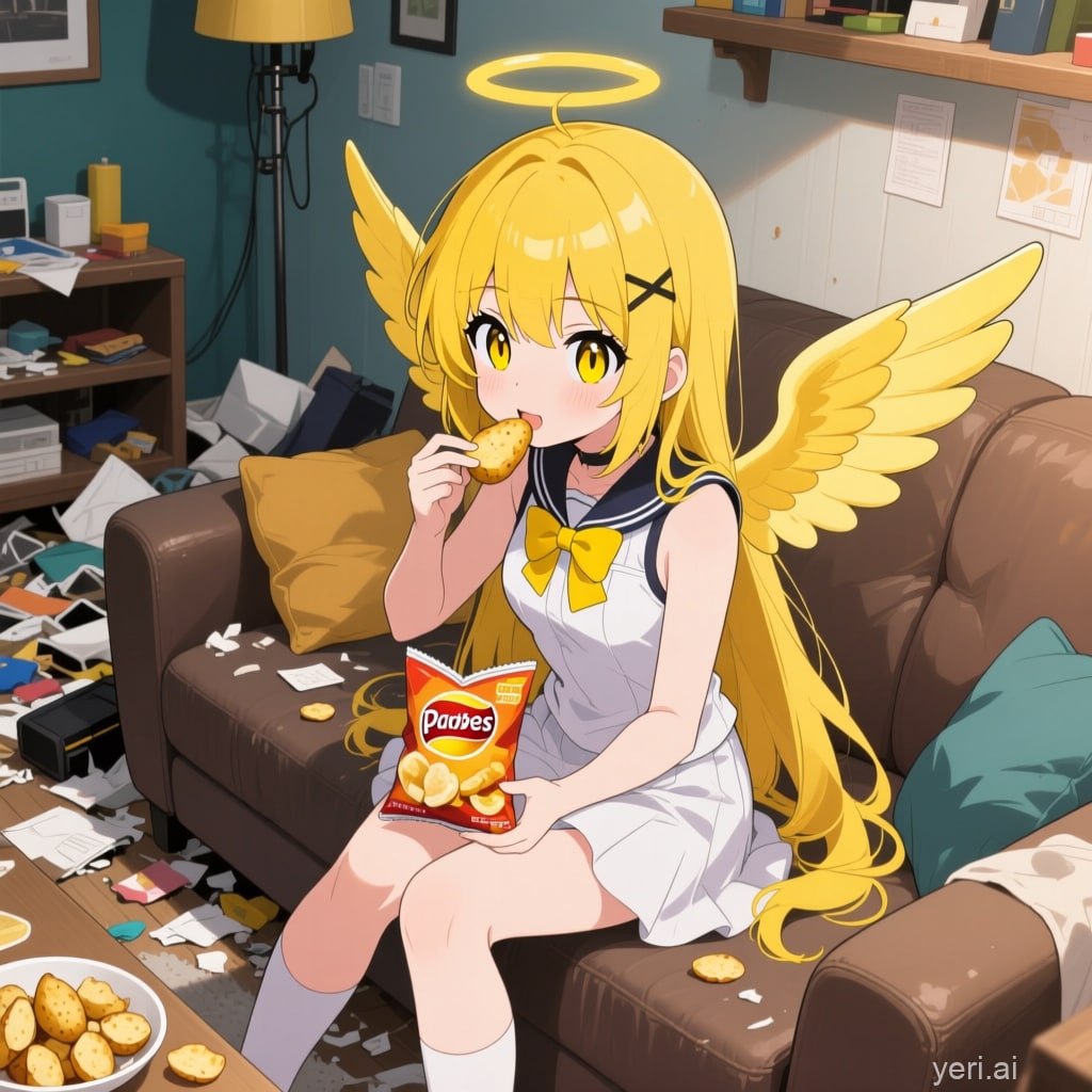 ポテチを食べる 天使少女