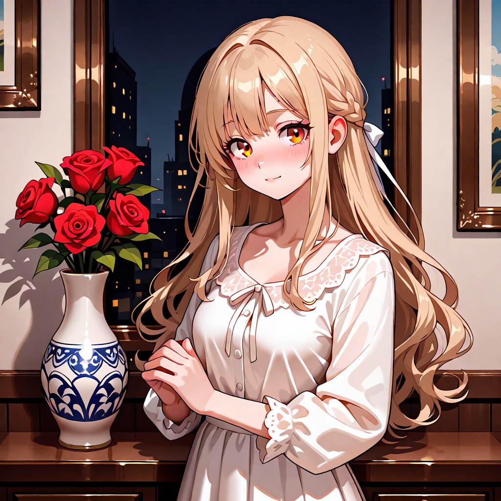 薔薇をいけた花瓶