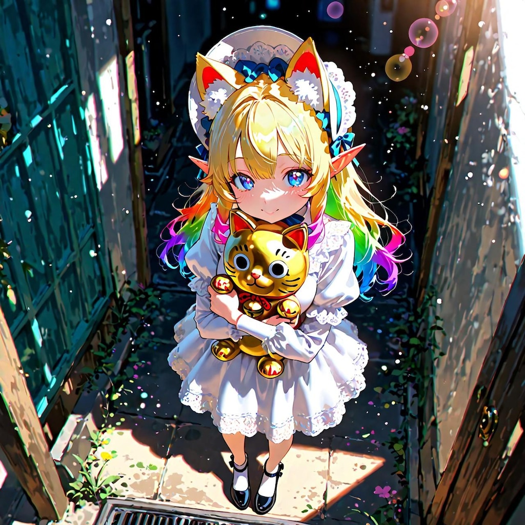 10枚）招き猫とケモ耳エルフさん