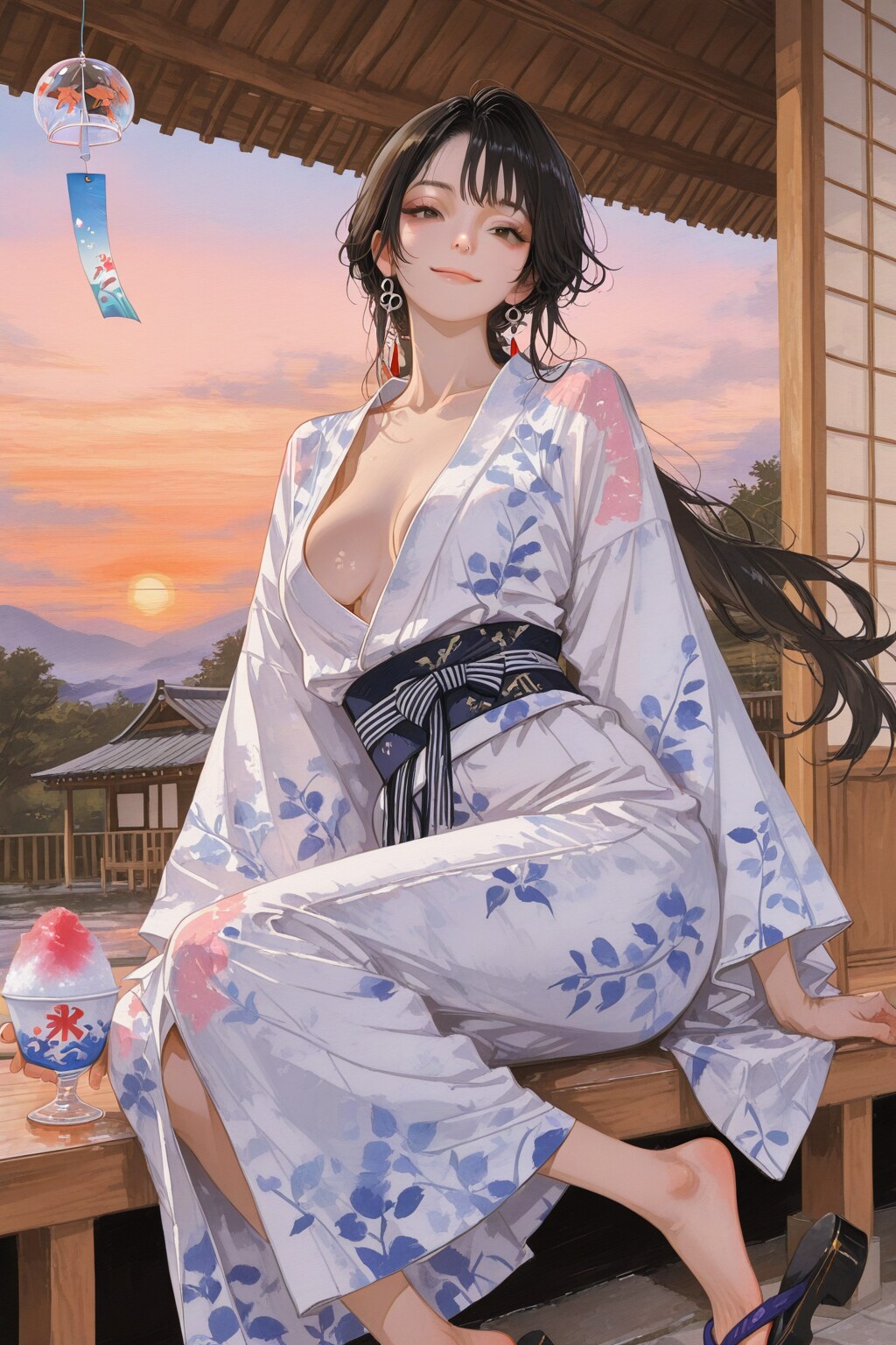 縁側でカキ氷