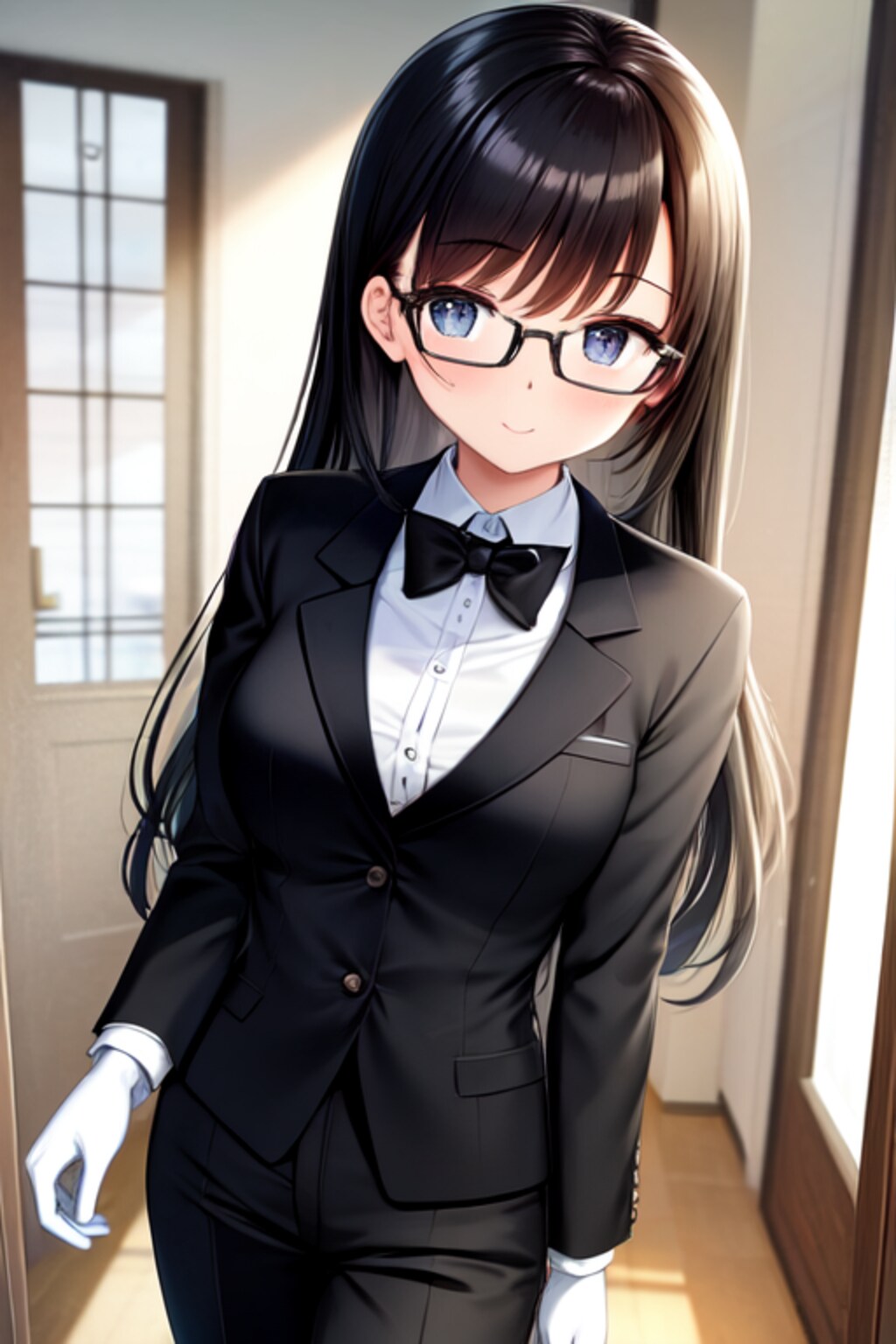 眼鏡かけたタキシード執事ちゃん