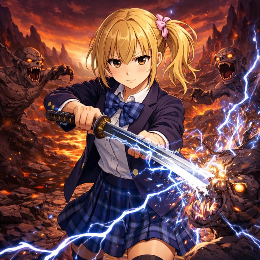 ＪＫと日本刀 前線で戦うＪＫ