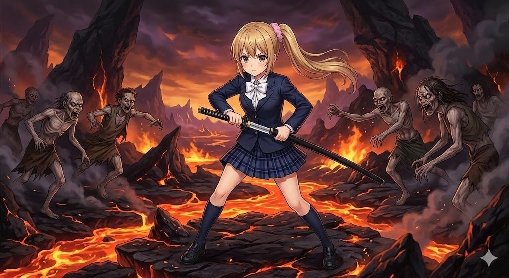 ＪＫと日本刀 前線で戦うＪＫ