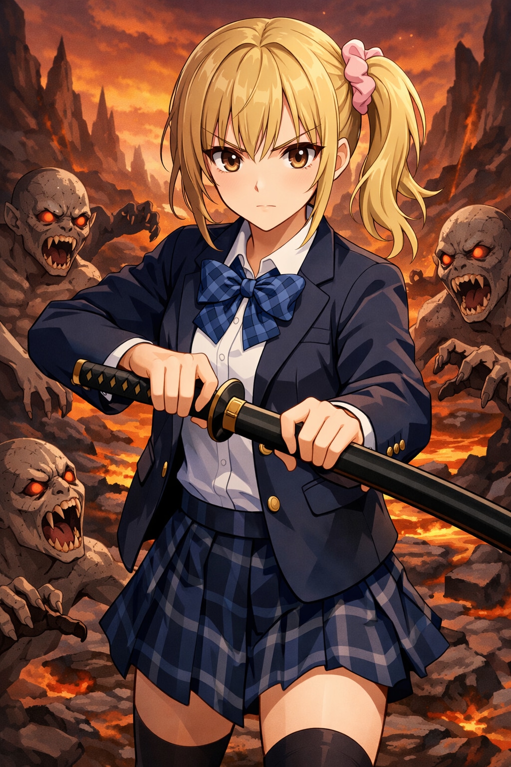 ＪＫと日本刀 前線で戦うＪＫ