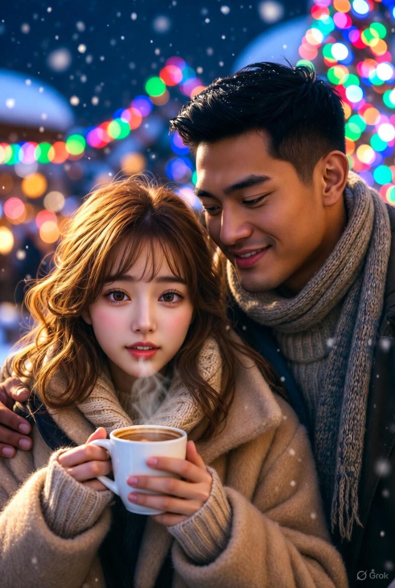 イルミネーションデート中の岬 | の人気AIイラスト・グラビア