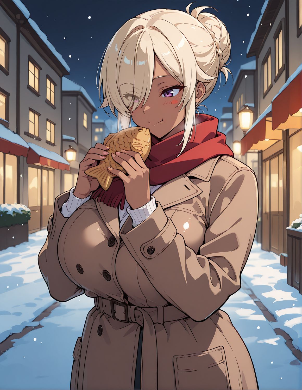 季節外れの雪を楽しむレイナさん