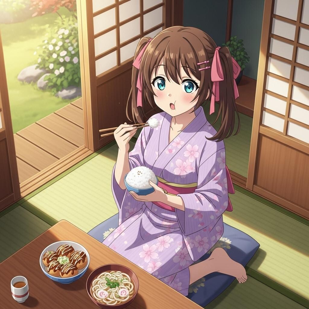 ごはんとたこ焼きとうどん