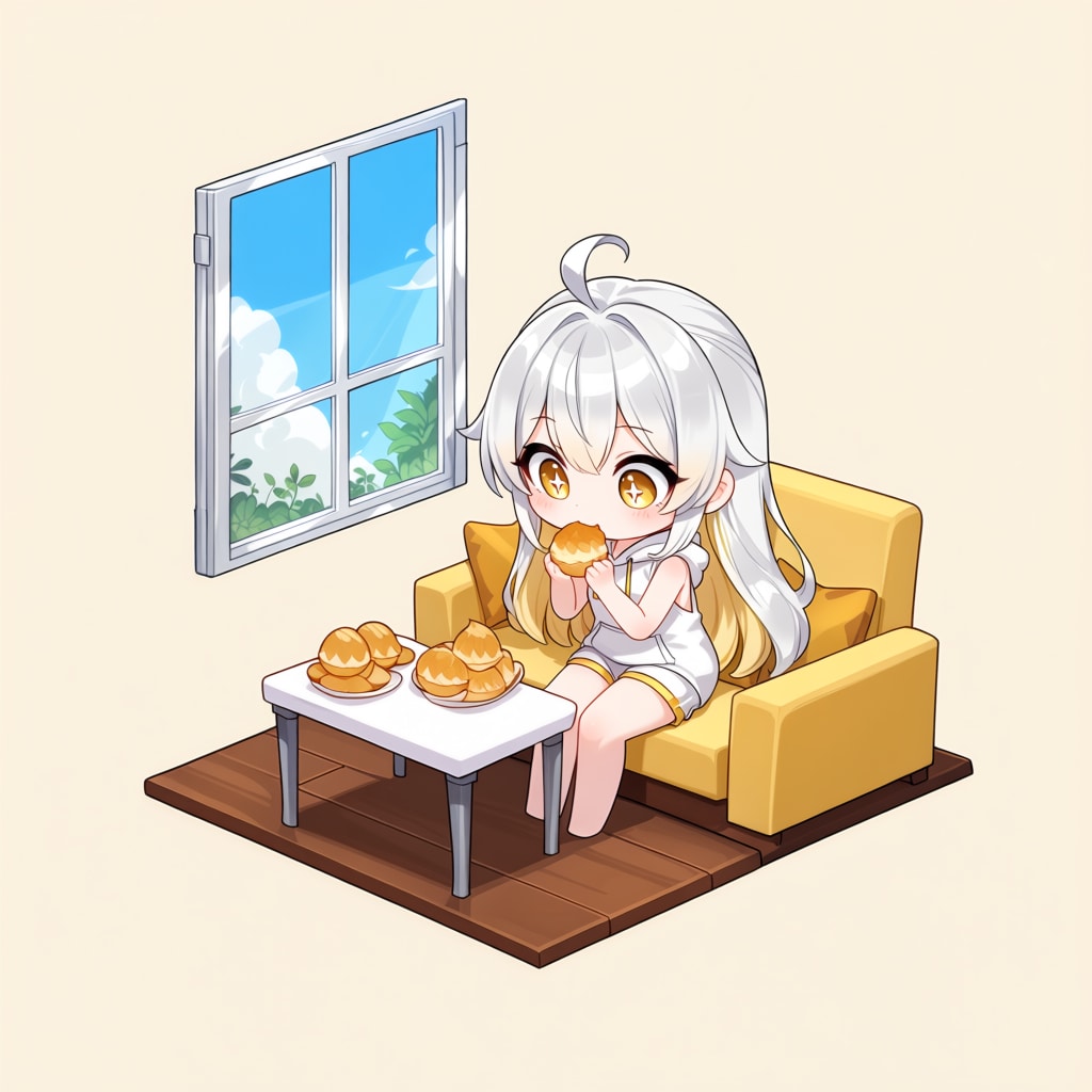 シュークリームを食べる