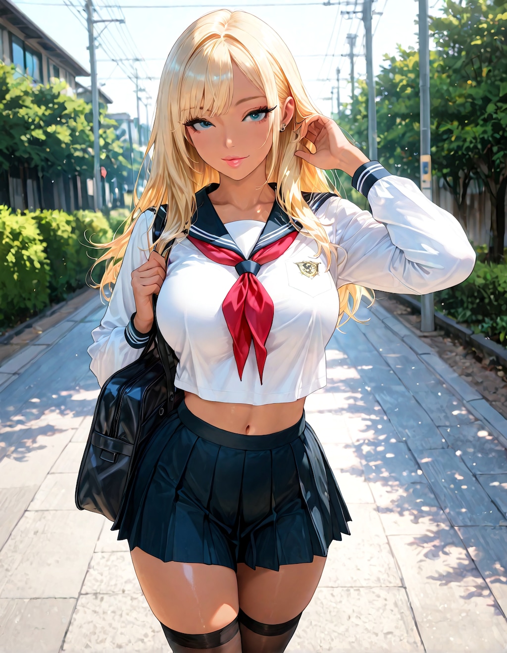 巨乳ギャル通学路