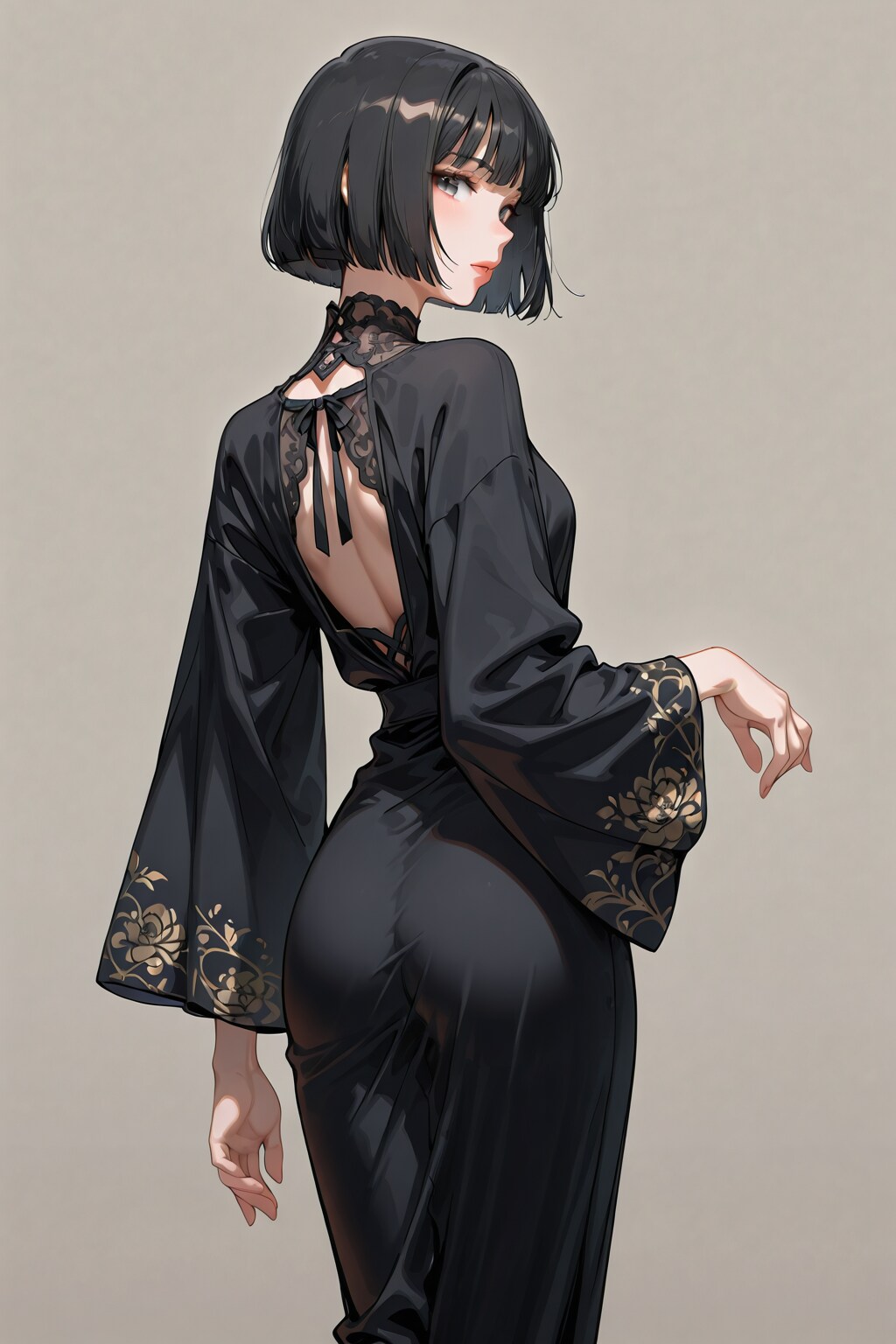 振り向く