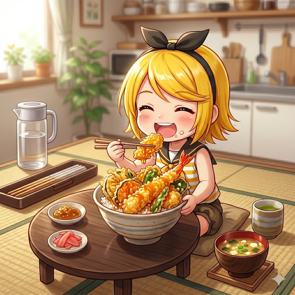 今日のお昼は天丼です