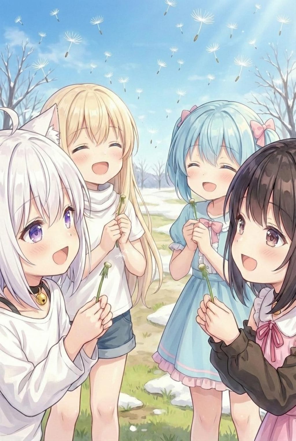 みんなで公園でタンポポふーふー🌼