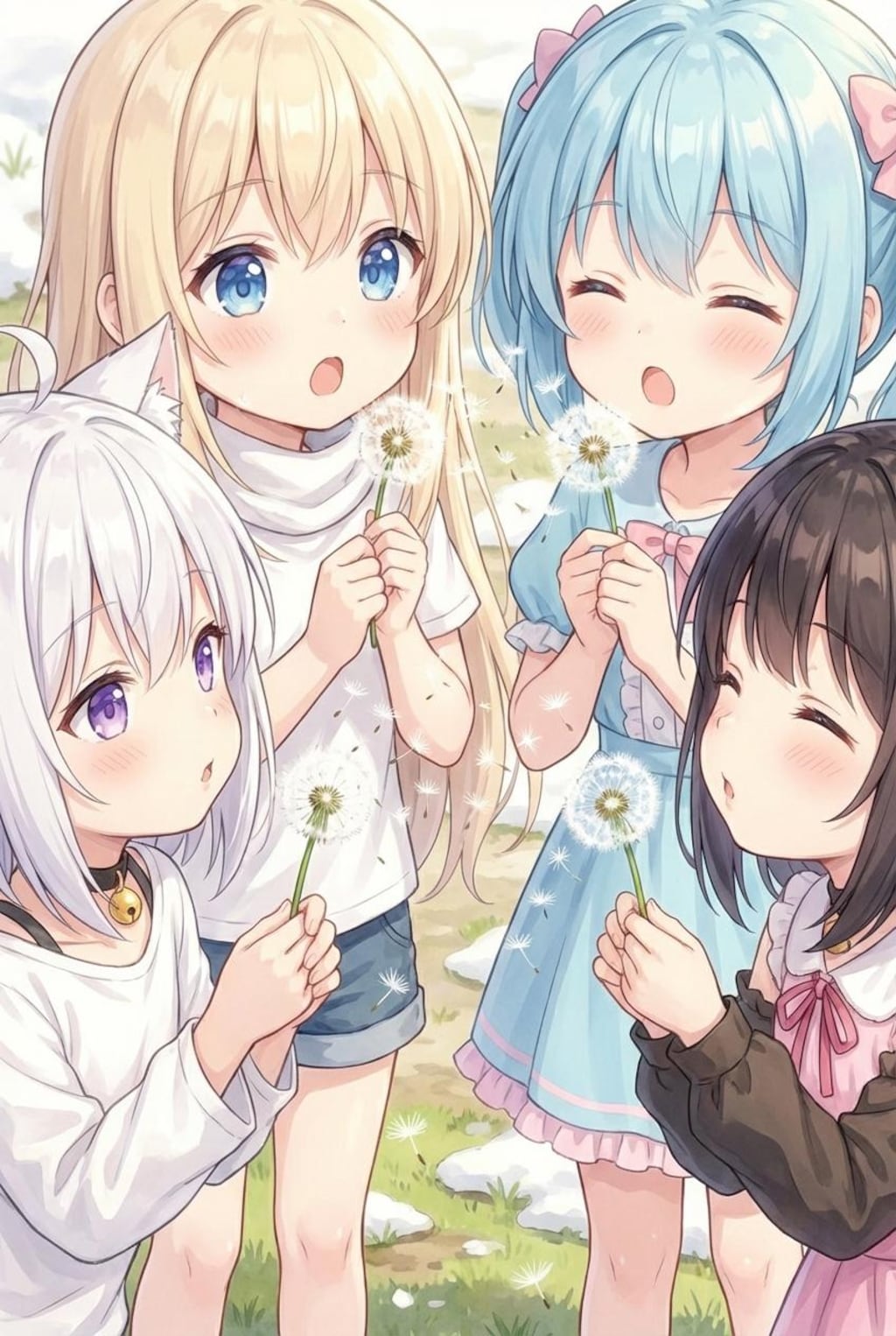 みんなで公園でタンポポふーふー🌼