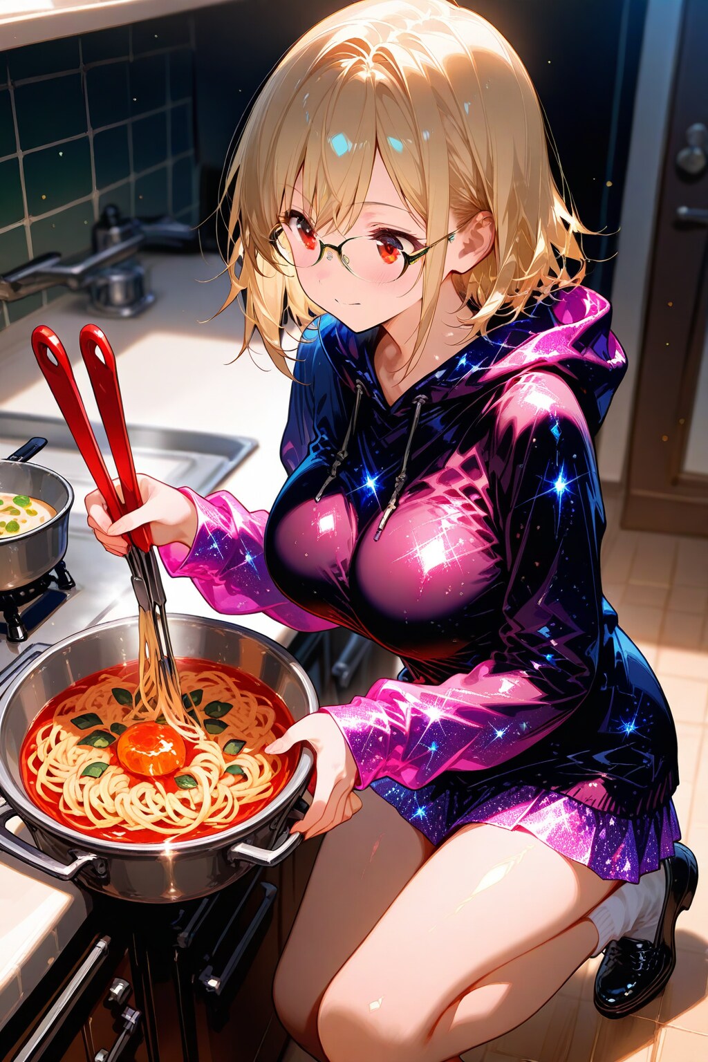 パスタと金髪ちゃん