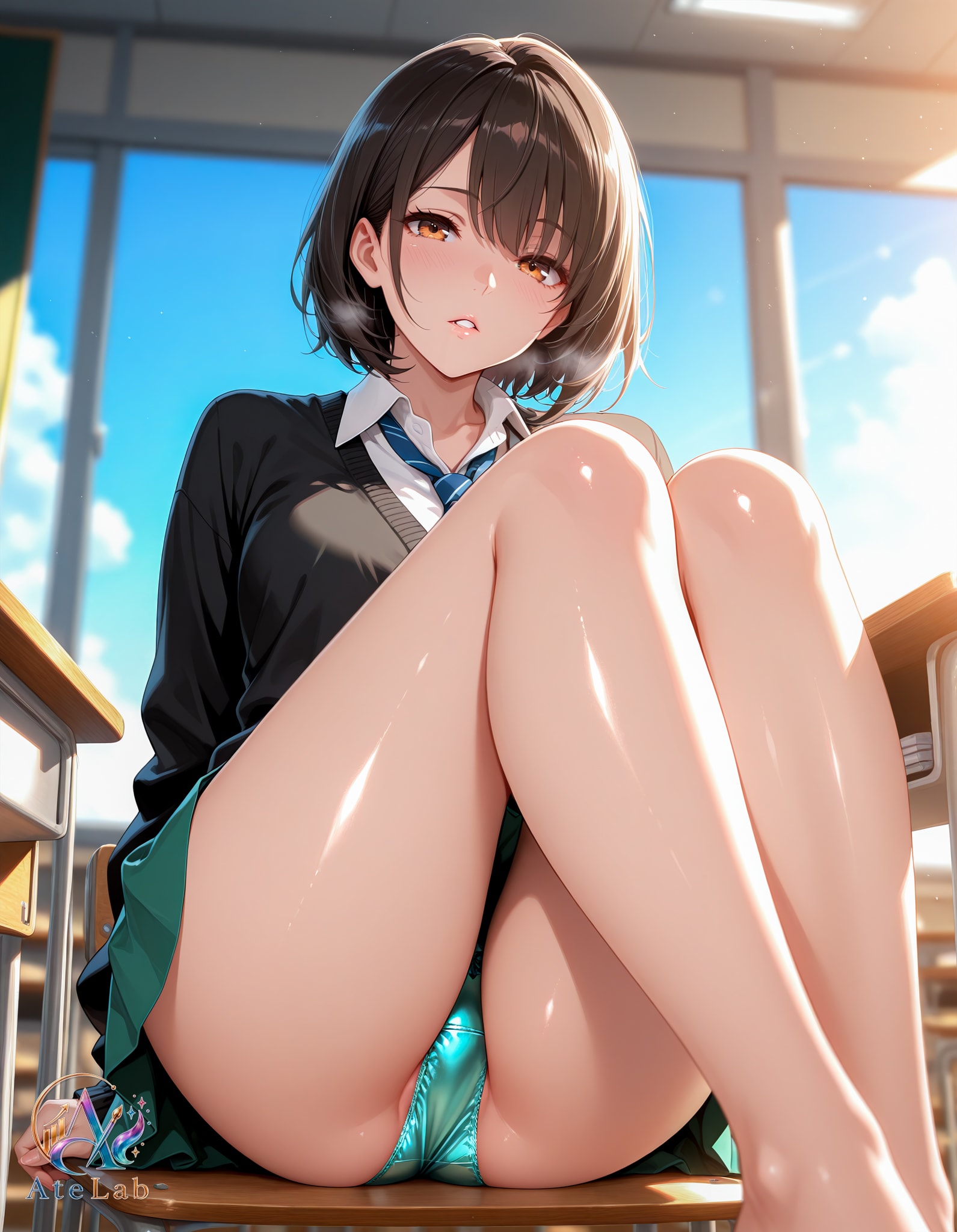 教室でのパンチラ
