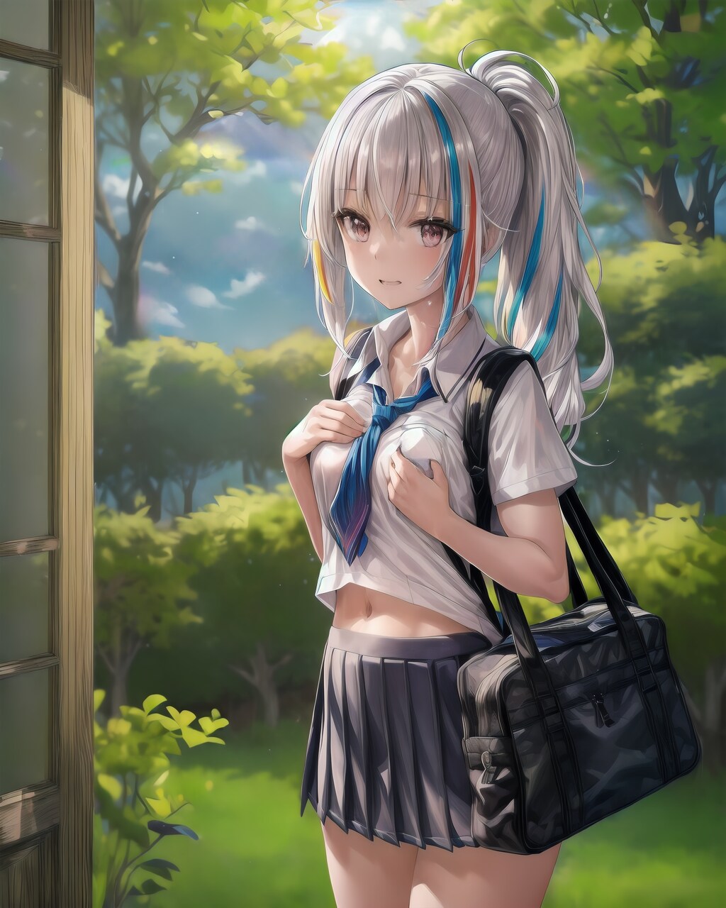 上目遣いへそチラ制服リズベ