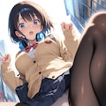黒タイツ越しのパンツを犬に見られちゃう陽向ちゃん 2枚目
