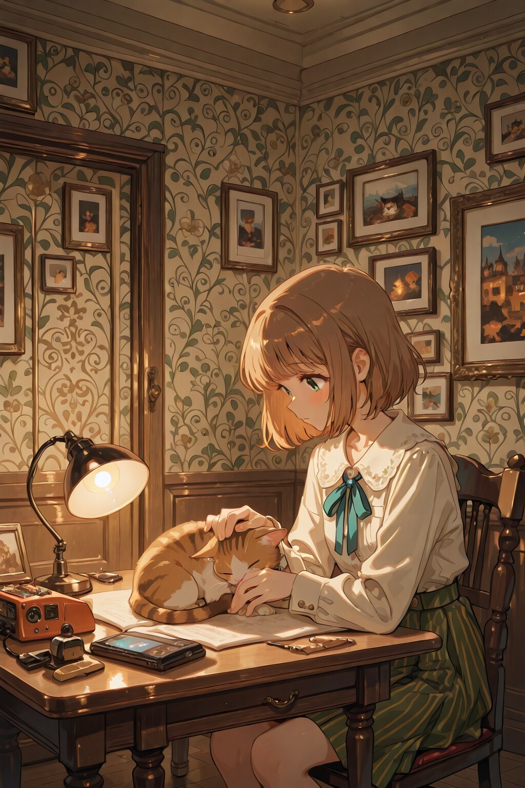 勉強の邪魔をするネコ | の人気AIイラスト・グラビア