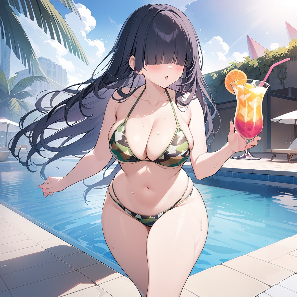 リゾートホテルトロピカルドリンクメカクレガール